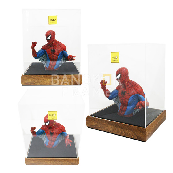 กรอบกล่องใสโชว์สินค้าฐานไม้